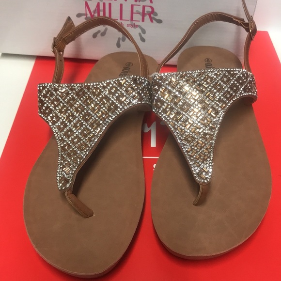 BNWT Sandals Olivia Miller size 9 Brown Stones - Picture 6 of 10